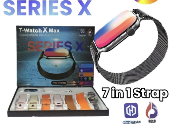 ⁦T-Watch X Max – ساعة ذكية بتصميم فاخر و7 أساور في علبة واحدة⁩ - الصورة ⁦4⁩