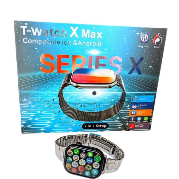 ⁦T-Watch X Max – ساعة ذكية بتصميم فاخر و7 أساور في علبة واحدة⁩ - الصورة ⁦2⁩